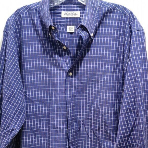Brooks Brothers Men's Long Sleeve Dress Shirt - Blue Checkered Neck size 16.5 - Picture 5 of 13